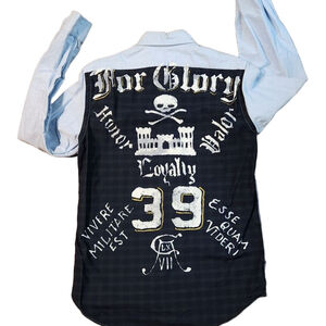 Ralph Lauren Chambrey Long Sleeve Skull And Bone Button-down Shirt (M Size S)